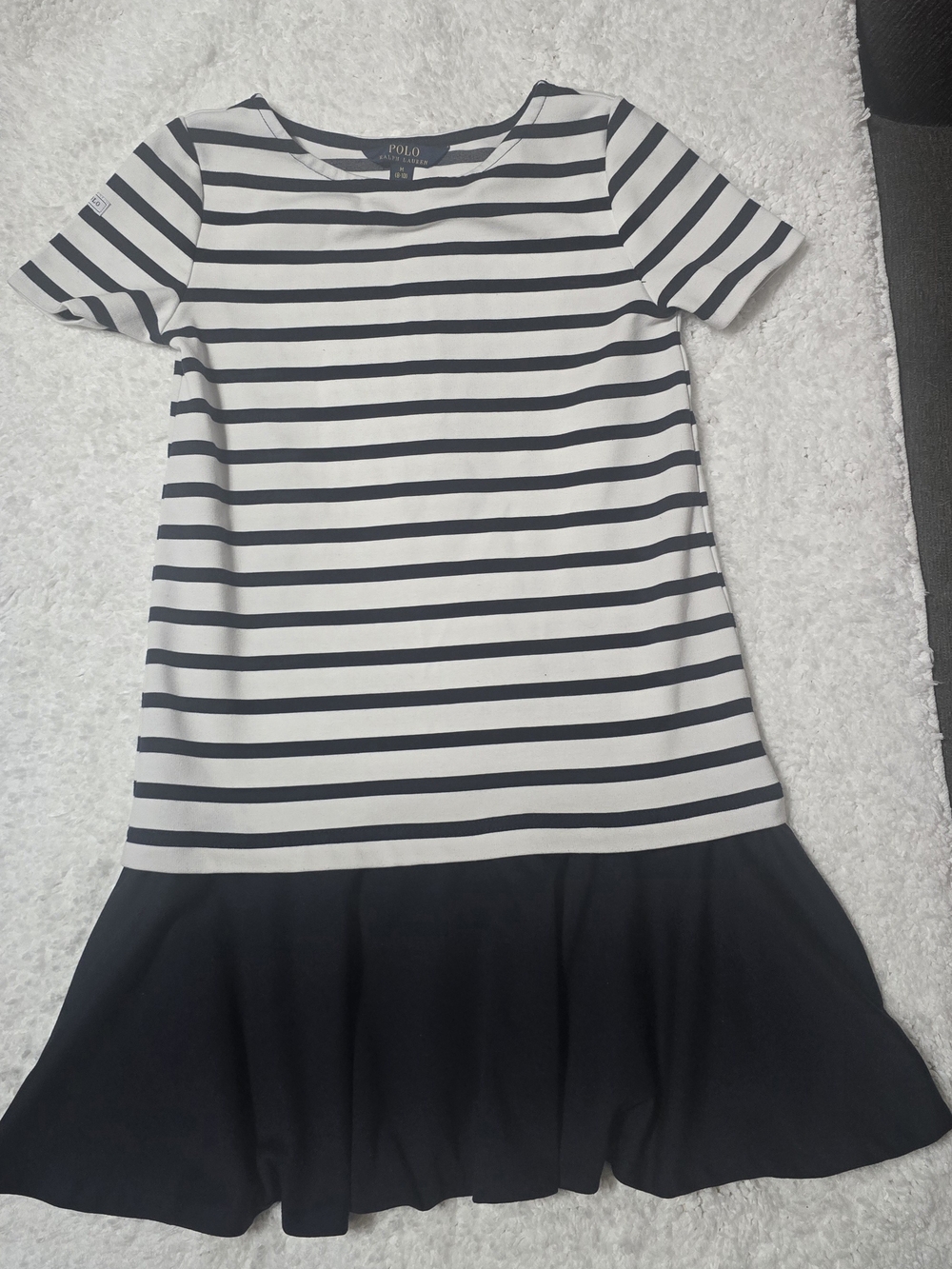 Polo by Ralph Lauren Girls' Navy & White Striped Dress 8-10 Size